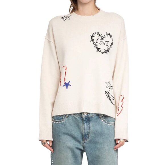 Zadig & Voltaire Markuz Western Cashmere Crewneck Sweater - Picture 1 of 7